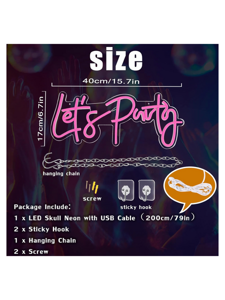 Lets Party Neon Sign -USB Decoration