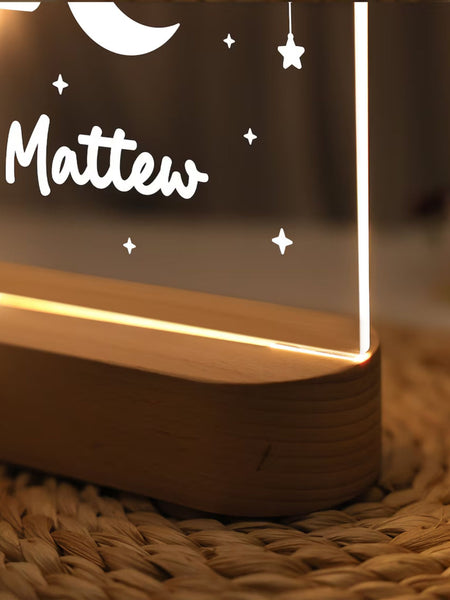 Kids Night Lights - Personalized Moon Star Clouds Nursery Decor Lamp