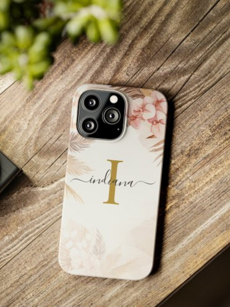Custom iPhone Case with Floral Print Monogram