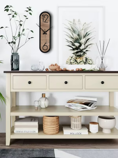 Minimalist Wall Clock - Long Oval Design For Home & Office Decor