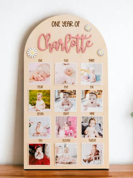 Baby Monthly Photo Board - Milestone Picture Frame for Newborns