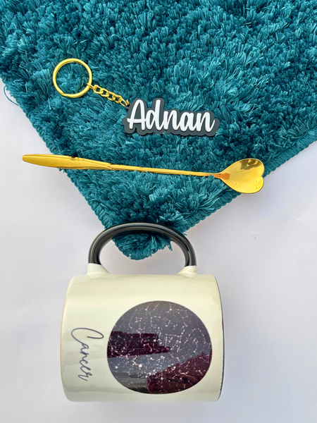 Birthday Gift Set - Starmap Mug + Keychain + Golden Spoon