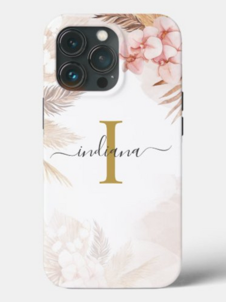Custom iPhone Case with Floral Print Monogram