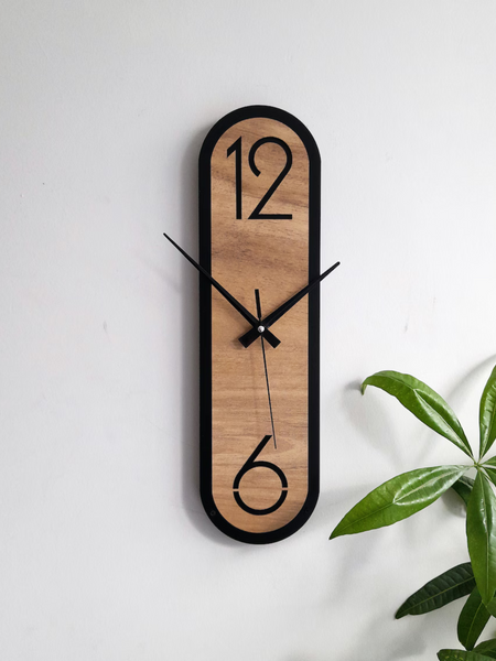 Minimalist Wall Clock - Long Oval Design For Home & Office Decor