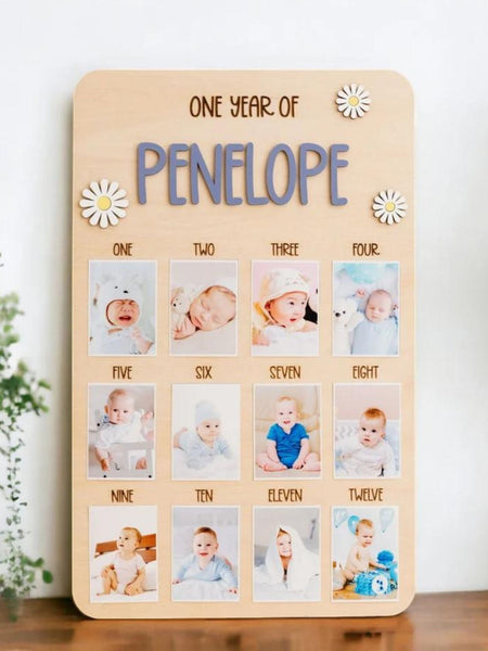 Baby Monthly Photo Board - Milestone Picture Frame for Newborns