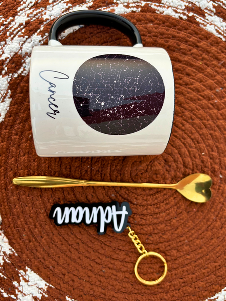 Birthday Gift Set - Starmap Mug + Keychain + Golden Spoon